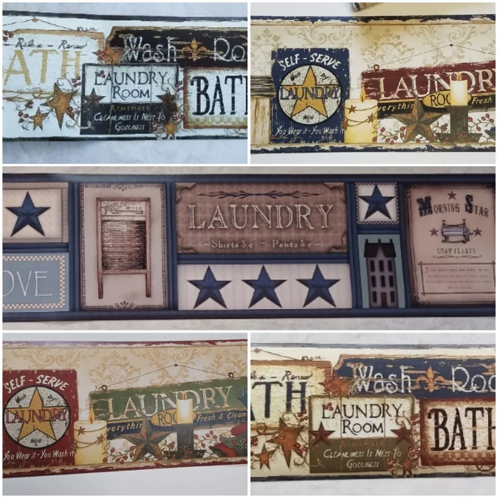 Wallpaper Border Country Laundry Room -open Roll